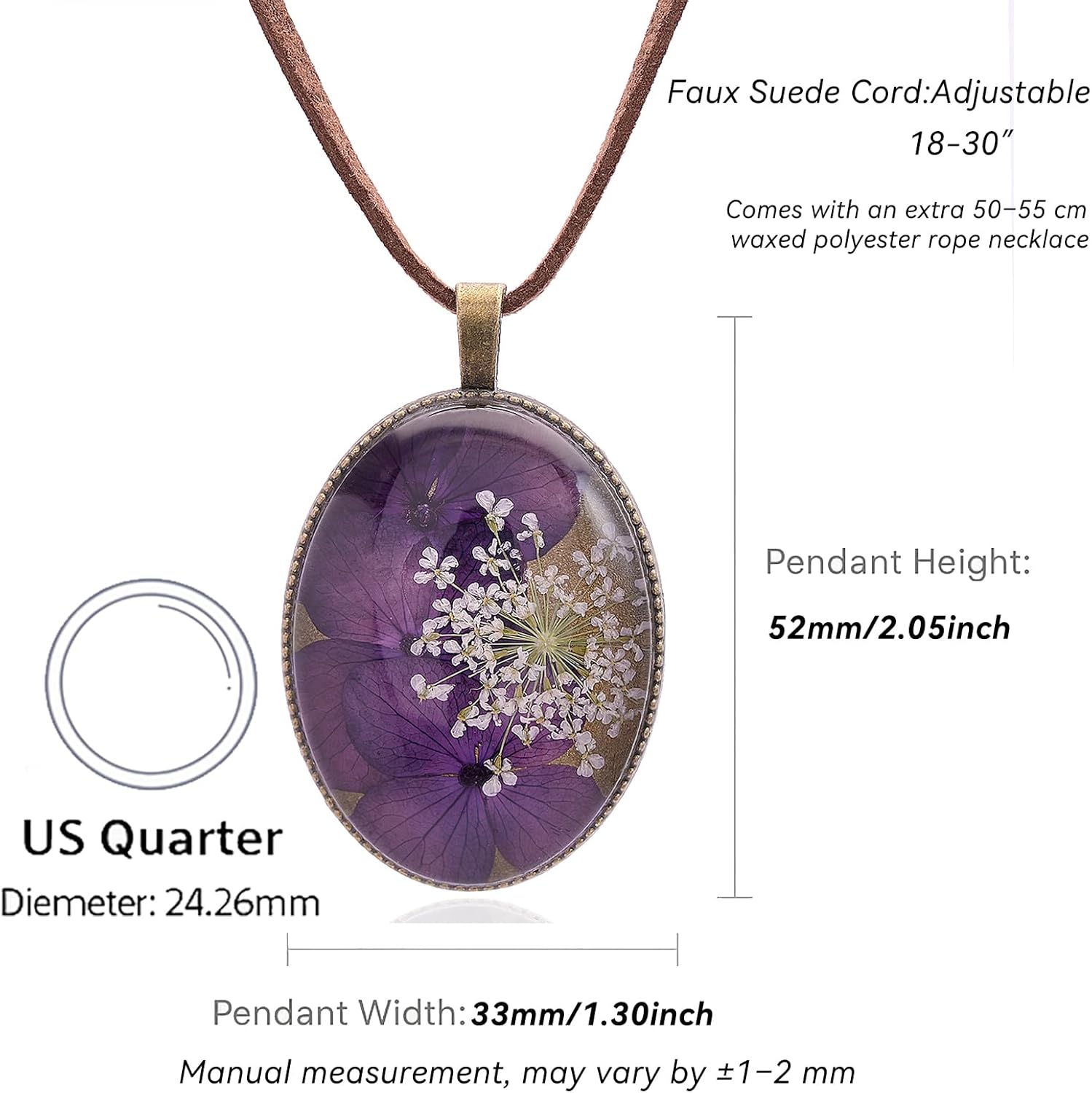 Vintage Real Flower Necklace for Women, Handmade Resin Pendant, Elegant and Unique, Meaningful Gift for Christmas, Mother’s Day or Any Special Occasion - Adjustable - Image 5