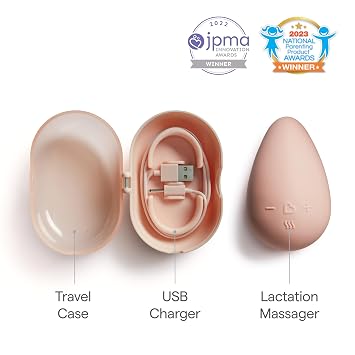 Munchkin Warm Touch Lactation Massager with Heat and Vibration, Breastfeeding Postpartum Essentials, Award Winning, Light Pink
