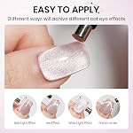 SUPWEE 2PCS 15ML Magnetic Cat Eye Gel Nail Polish, Nue Rose Cateye Gel Polish Crystal Glitter Shimmer Effect Tremp Off Manucure