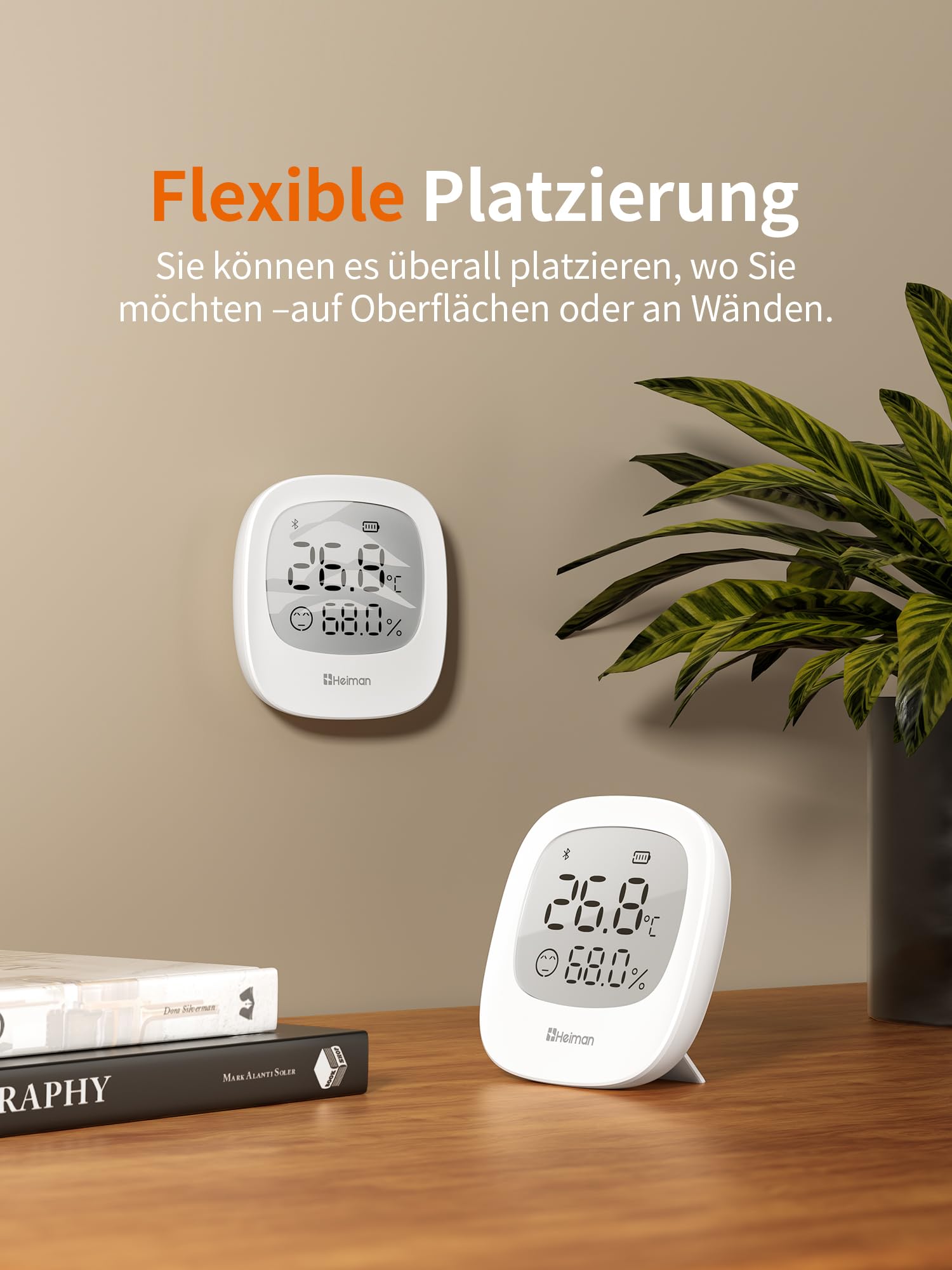 Heiman Smart Thermometer Hygrometer Innen HS3HT-2R mit Heiman Gateway | 3x Thermo-Hygrometer mit LCD, Raumklima-Monitoring per App, Datenexport, kompatibel mit Google Home, IFTTT & Home Assistant