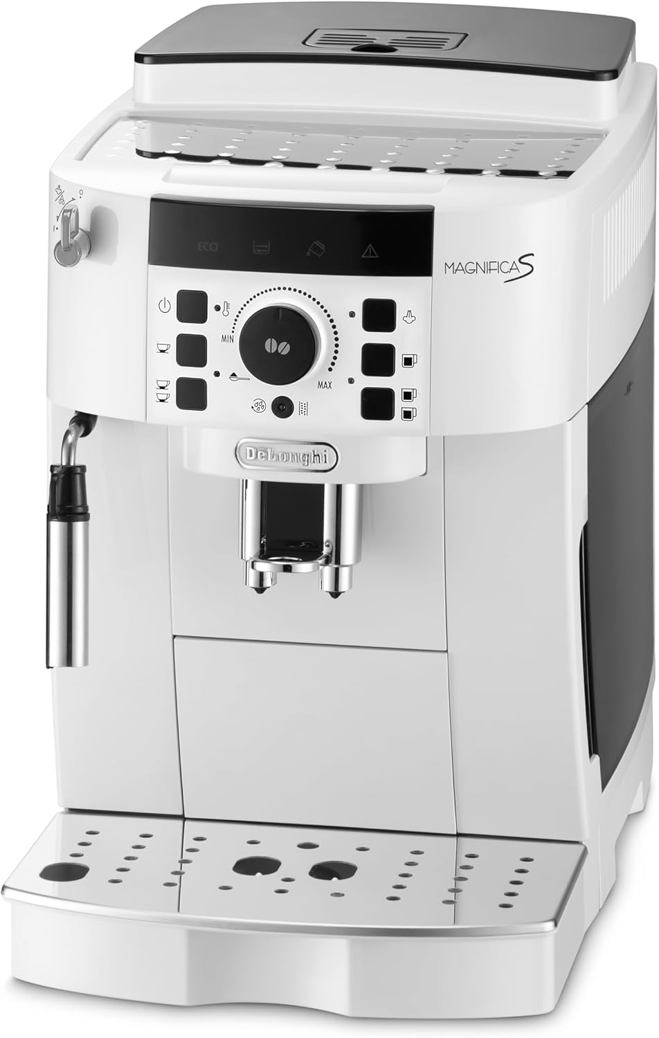 De'Longhi Magnifica S ECAM21.117.W, Macchina Caffè Automatica, Montalatte Manuale Regolabile, dal Chicco alla Tazzina, 2 Ricette Caffè, Controllo Temperatura, 2 Espressi Contemporaneamente, Bianco