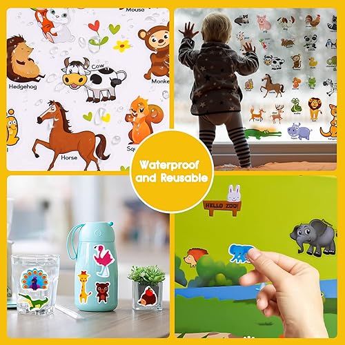 Miniatura 4 de ASTARON Libro de calcomanías reutilizables para niños pequeños, 88 piezas de calcomanías de animales, actividades para viajes por carretera,