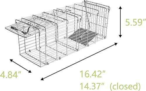 Miniatura 4 de Paquete de 2 trampas para ratas H&B, trampas para ratones, jaula de trampa de animales vivos humanitarios, 14.4 x 4.8 x 5.6 pulgadas, funciona para