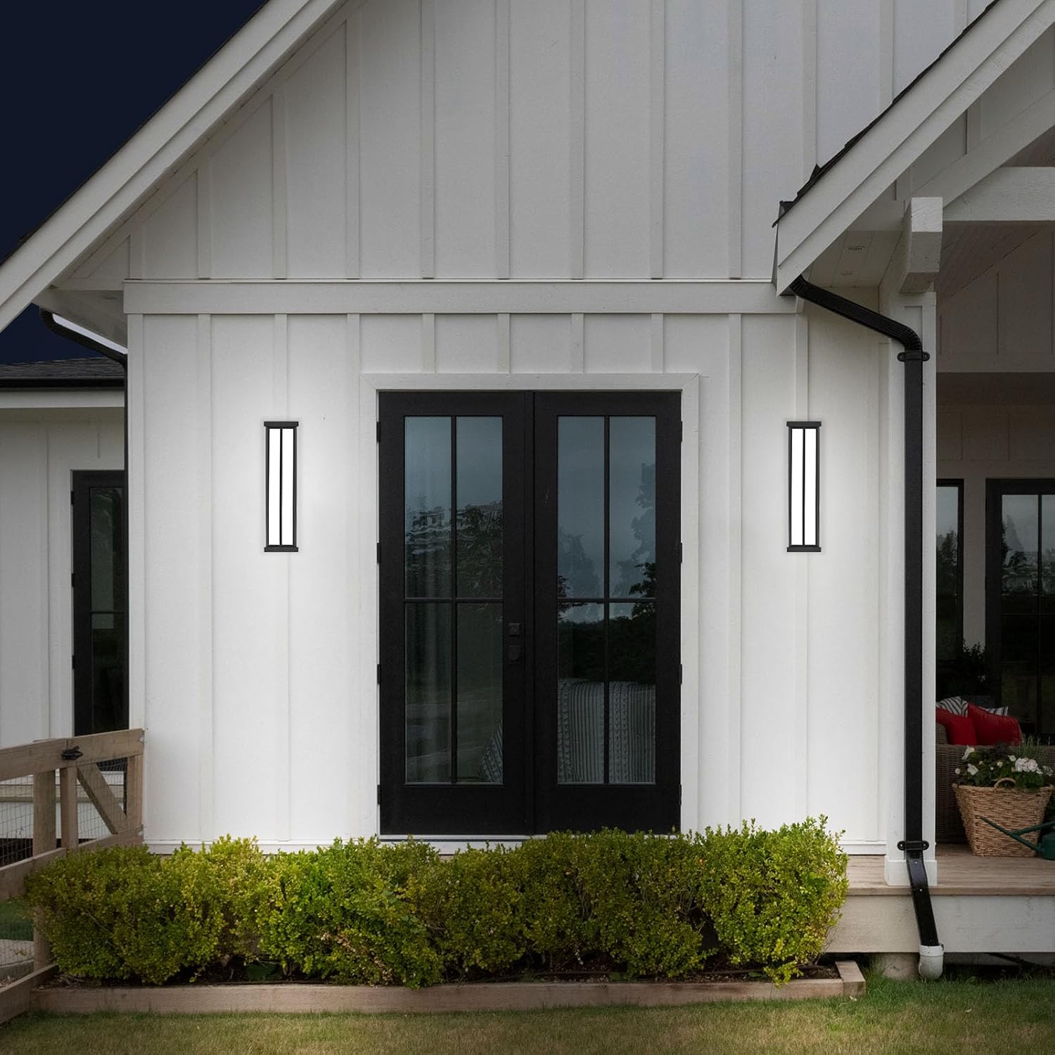 LUXRITE LED Outdoor Wall Sconce, 24in Outdoor Wall Light, Black Aluminum, 3CCT 3000K 4000K 5000K, 26W, ETL, IP65 Waterproof, Modern Exterior Lights for House, Porch, Patio, Front Door, Garage 2 Pack