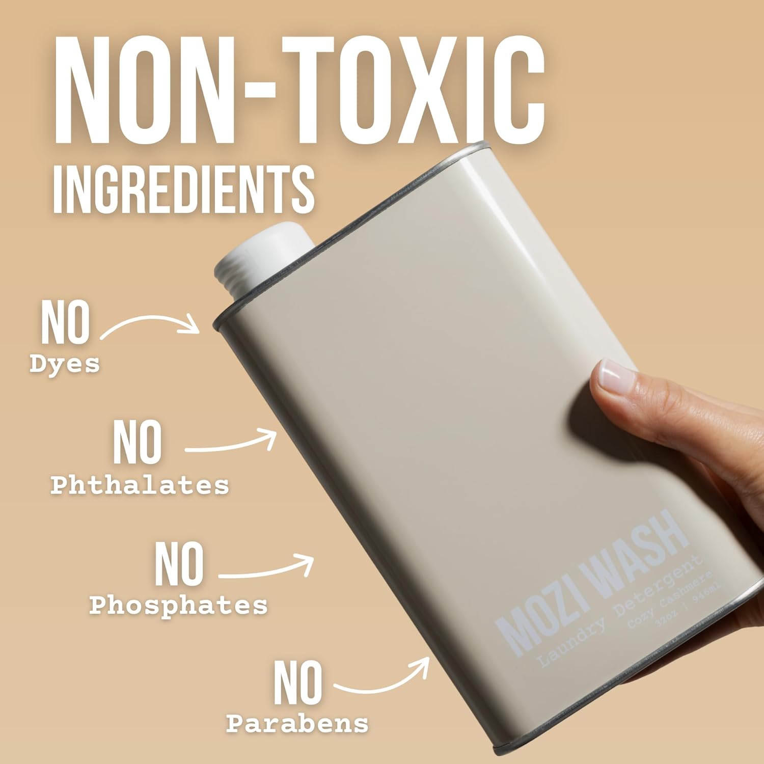 Mozi Wash Laundry Detergent Liquid, Cozy Cashmere- Amber & Floral, 50+ Loads, Concentrated, Non toxic, Plant Based Enzyme Cleaners, Long Lasting Luxury Clean, 32 oz Recyclable Bottle - Image 4