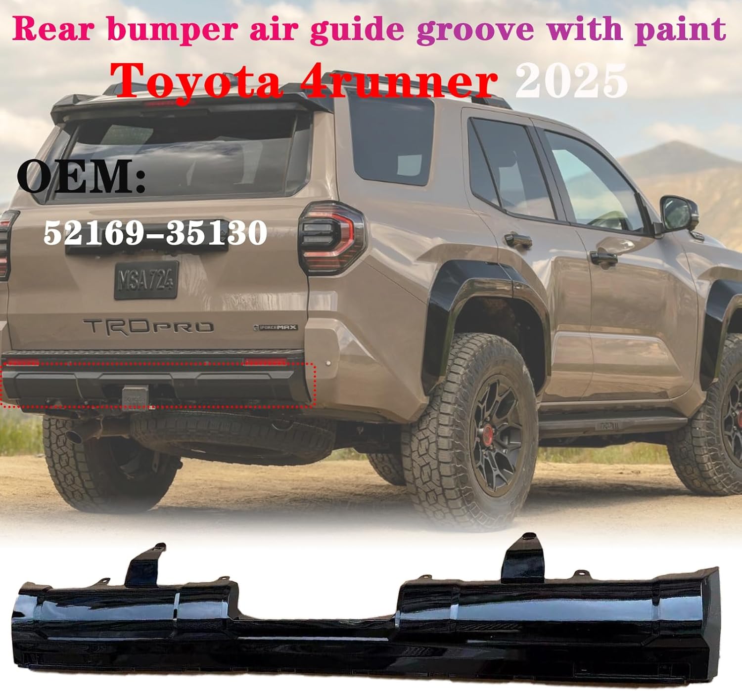 Gloss Black Rear Bumper Deflector For 4Runner 2025 52169-35130 Rear Bumper Deflector 5216935130