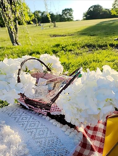 Miniatura 7 de 2 cestas de mimbre natural con asas dobles y forro lavable a cuadros, pequeña cesta de regalo tejida a mano vacía para Pascua, picnic, regalos,