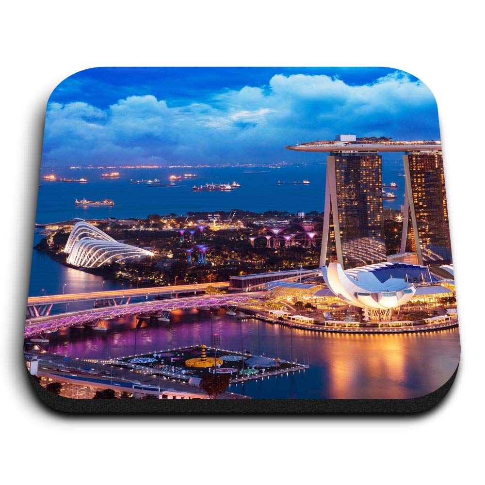 1 x Square MDF Fridge Magnet - Marina Bay Singapore Travel 2149