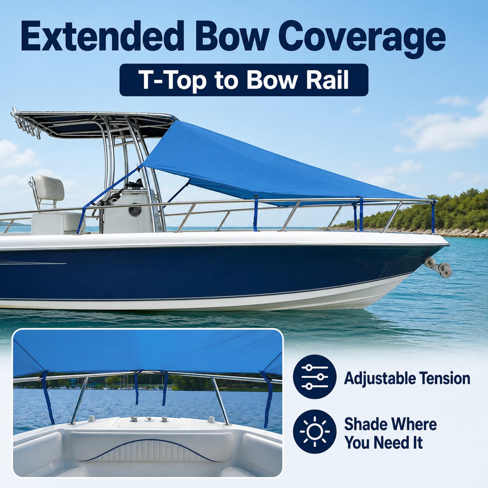 Tendalino per Barca,Copertura di Ricambio per Bimini Top,Estensione Tendalino Barca,Tendalino Prora T-Top per Copertura di Gommone,Impermeabile,per Yachts,Motoscafi E Barche da Pesca