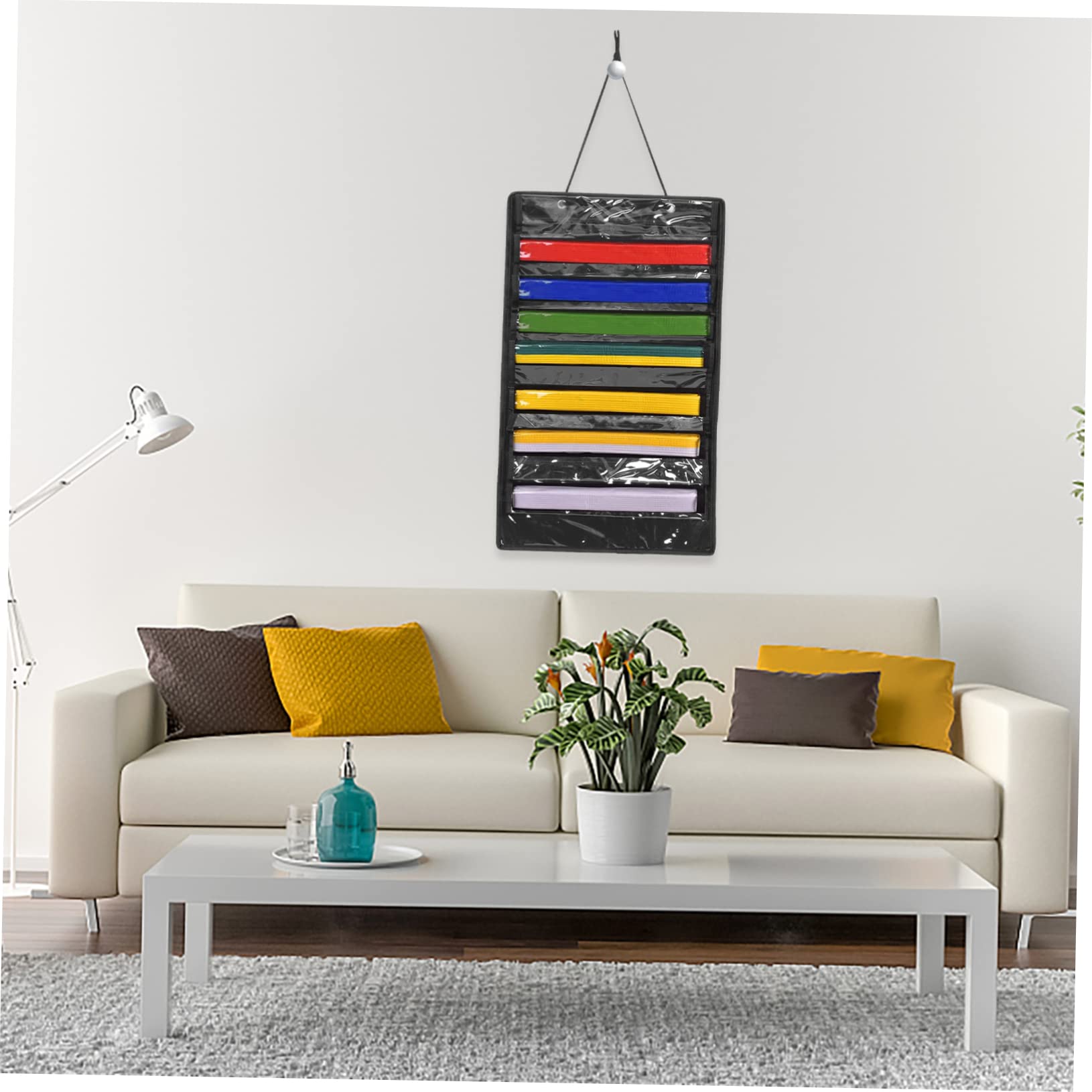Support Suspendu Pour Ceintures De Karaté - Organisateur Murale 12 Ceintures - Feutre Durable 35x62 Cm