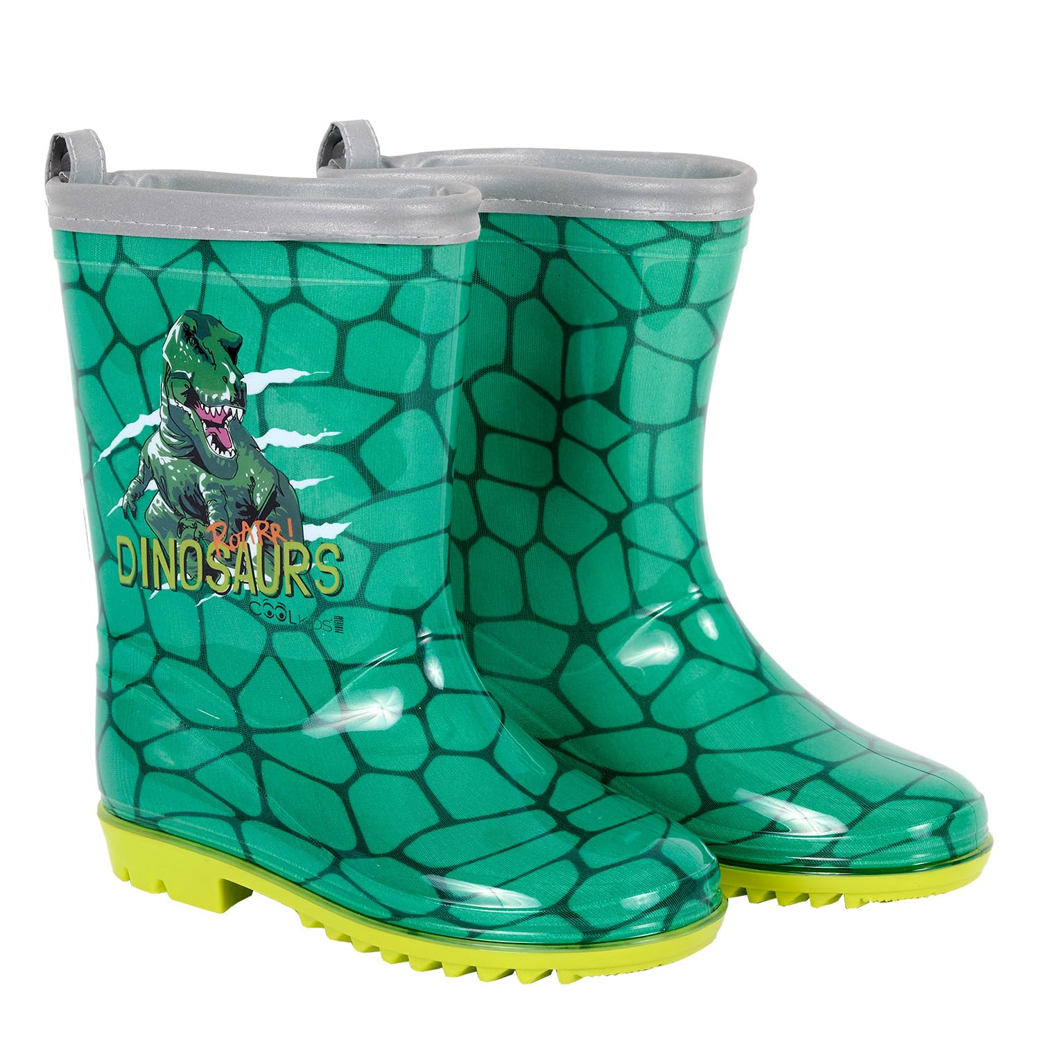 PERLETTI Bottes Pluie Enfant Dinosaures - Bottines Réfléchissantes Imperméables Garçon