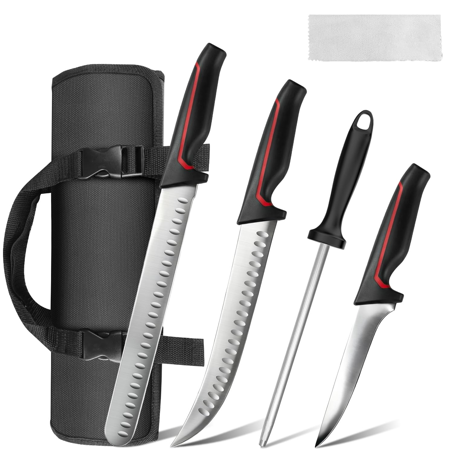 MOSFiATA 5 PCS Chef Knife Set, Kitchen Knife Set with Sharpener Rod, German High Carbon Stainless Steel, 5PCS Blade Guard，Gift Box — Amazon image 10