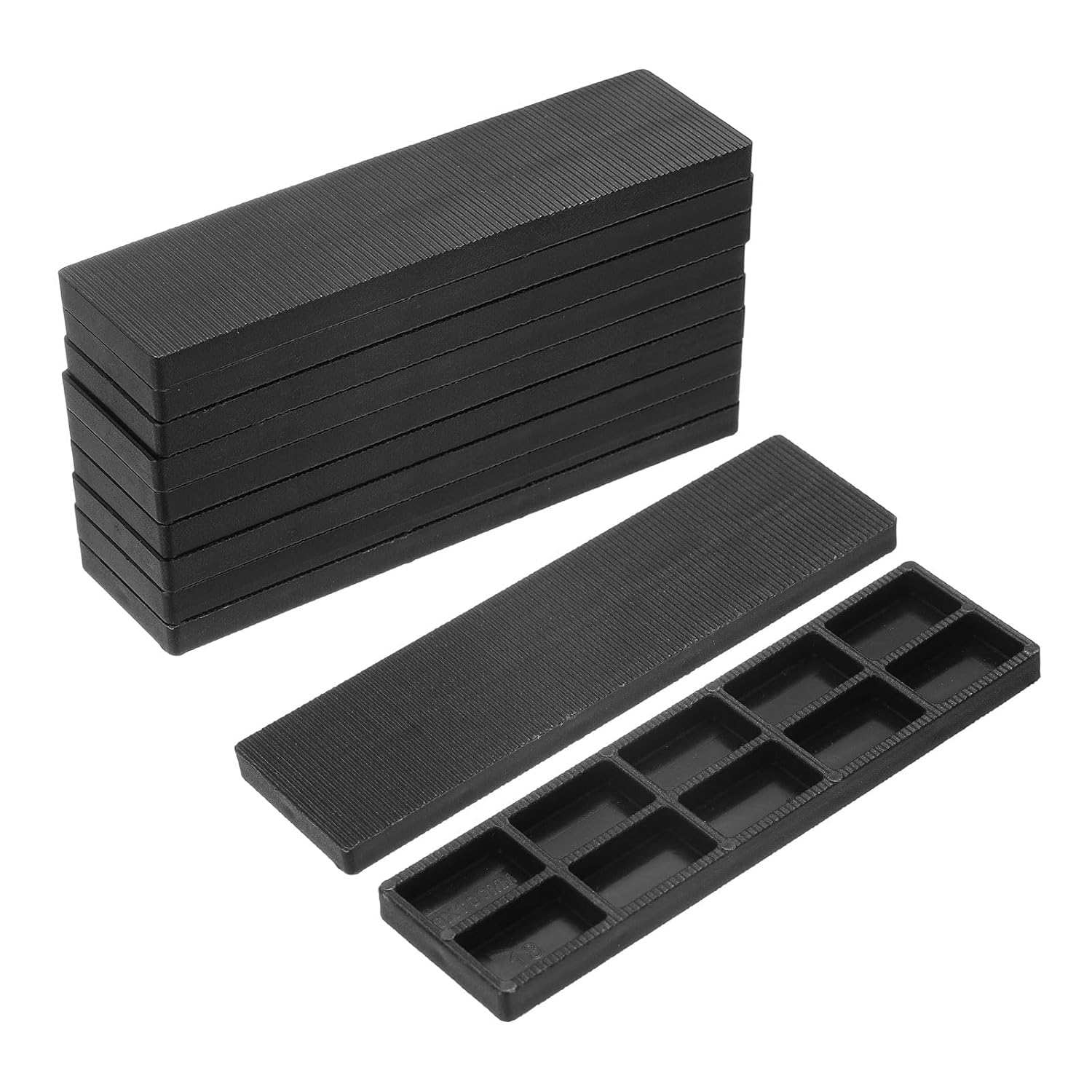 uxcell 20 Pcs Plastic Flat Shims for Leveling, 6mm(1/4") Structural Tile Composite Shims, Plastic Glazing Blocks for Home Improvement, Window, Toilet, Table, Black