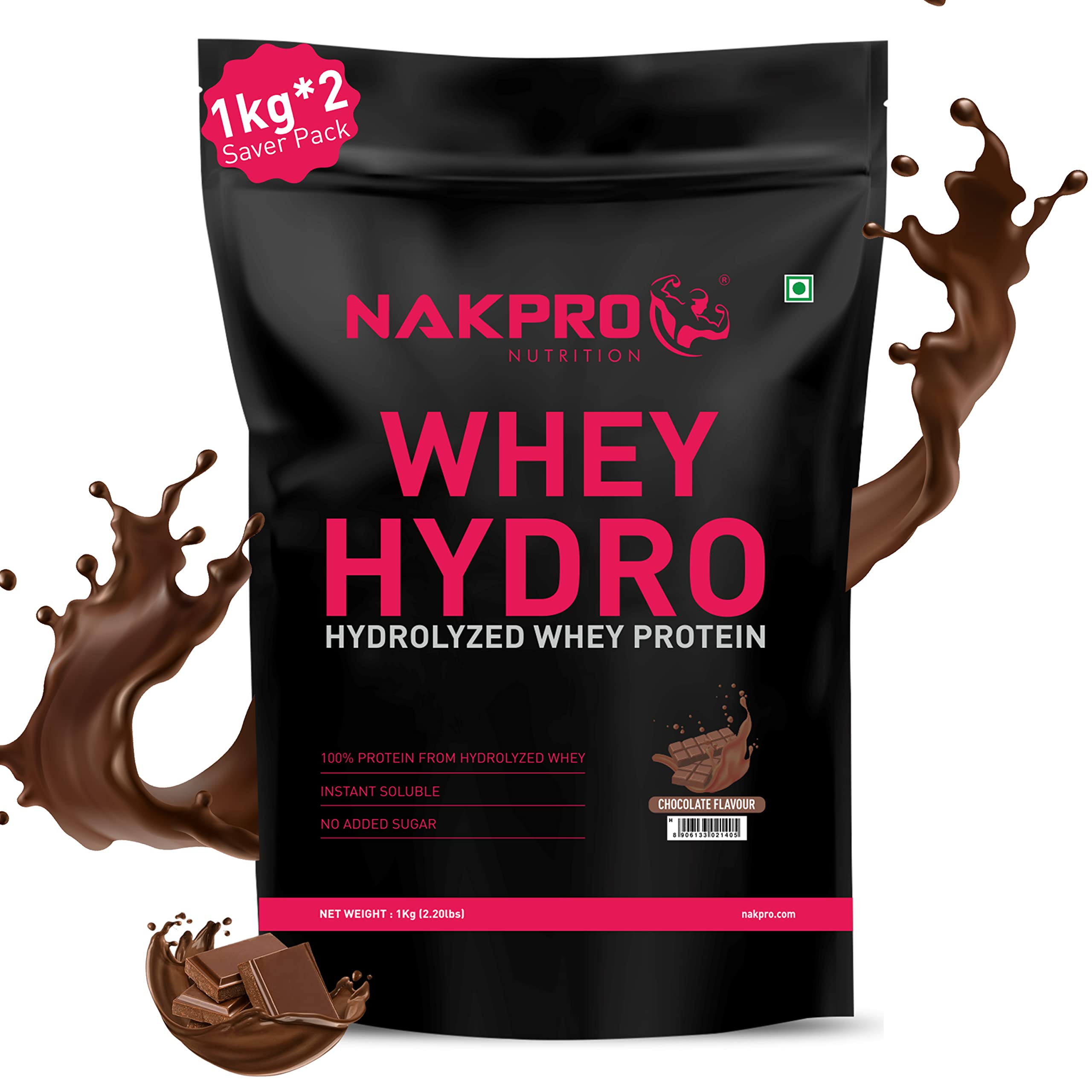 NAKPRO HYDRO Whey Protein Hydrolyzed | 24.89g Protein, 5.45g BCAA | Easy Mixing, Low Carbs, Easy Digesting Whey Protein Supplement Powder for Men, Women & Athletes | 1 Kg (Chocolate) — Amazon image 10