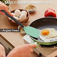 Vista 6 de Coukre Juego de 3 espátulas de silicona, resistentes a altas temperaturas, sin BPA, espátulas para pescado, mango sólido y ranurado para sartenes