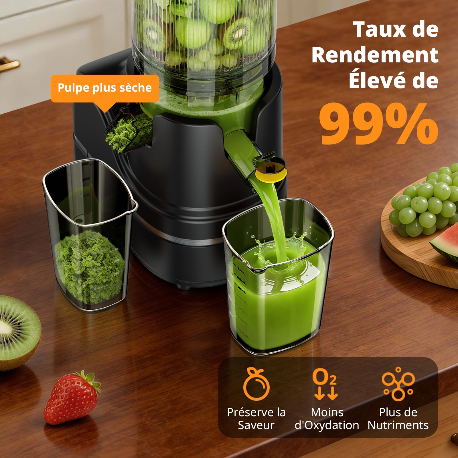 AIRMSEN Extracteur de Jus à Froid 147 mm 2,1 L 300 W Noir