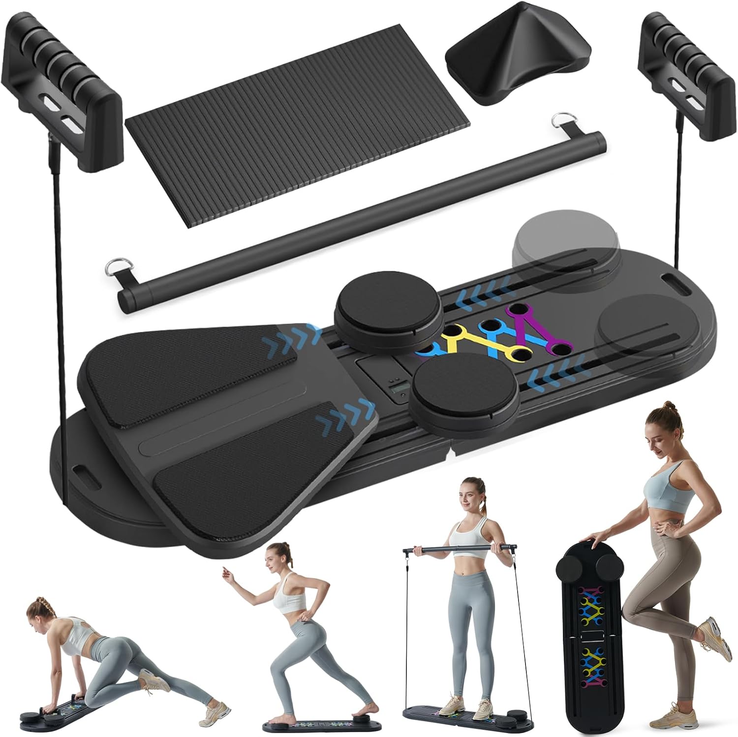 Pilates Reformer Set – Ab Trainer Machine, All in One Home Gym System with Pilates Board, Ab Roller, and Core Strength Training Tools for Full Body Workouts, Core Workout Equipment