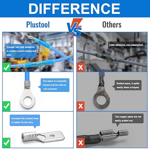 Miniatura 4 de 560 conectores de alambre termorretráctiles de grado marino, kit de conectores eléctricos de cobre rojo estañado, AWG22-10, multiusos, impermeables,