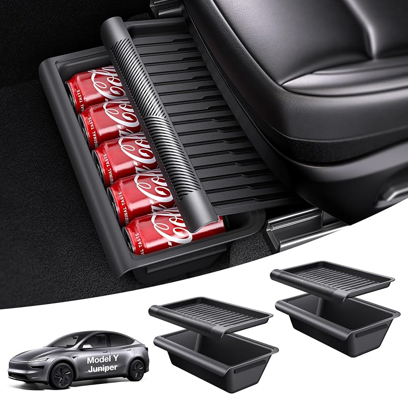 Organizador sob o banco para Tesla Model Y Juniper Wigoo, TPE+ABS, preto, kit com 2 peças