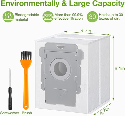 Miniatura 4 de Rowhalf Paquete de 8 bolsas al vacío, filtración eficaz de polvo, compatibles con iRobot Roomba Bags i & s & j Series, repuesto para i3+, i4+, i6+,