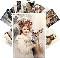 Vista 14 de PIXILUV Tarjetas de felicitación de Navidad vintage 24pcs niños felices jugando Navidad Reimpresión antigua Postal Set