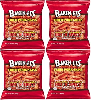 Fried Pork Skins, Hot & Spicy, 4 oz. (Pack of 4)