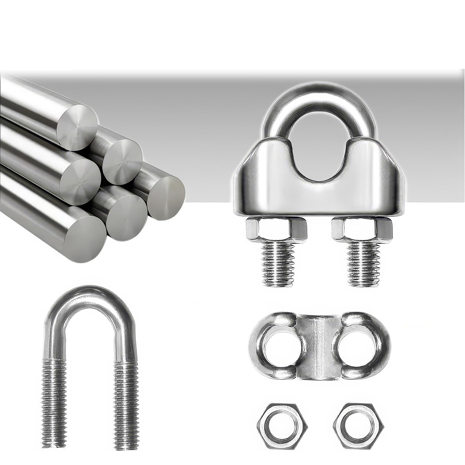 Morsetti Stendibiancheria 15 Morsetti Per Fune Acciaio Inox 5mm