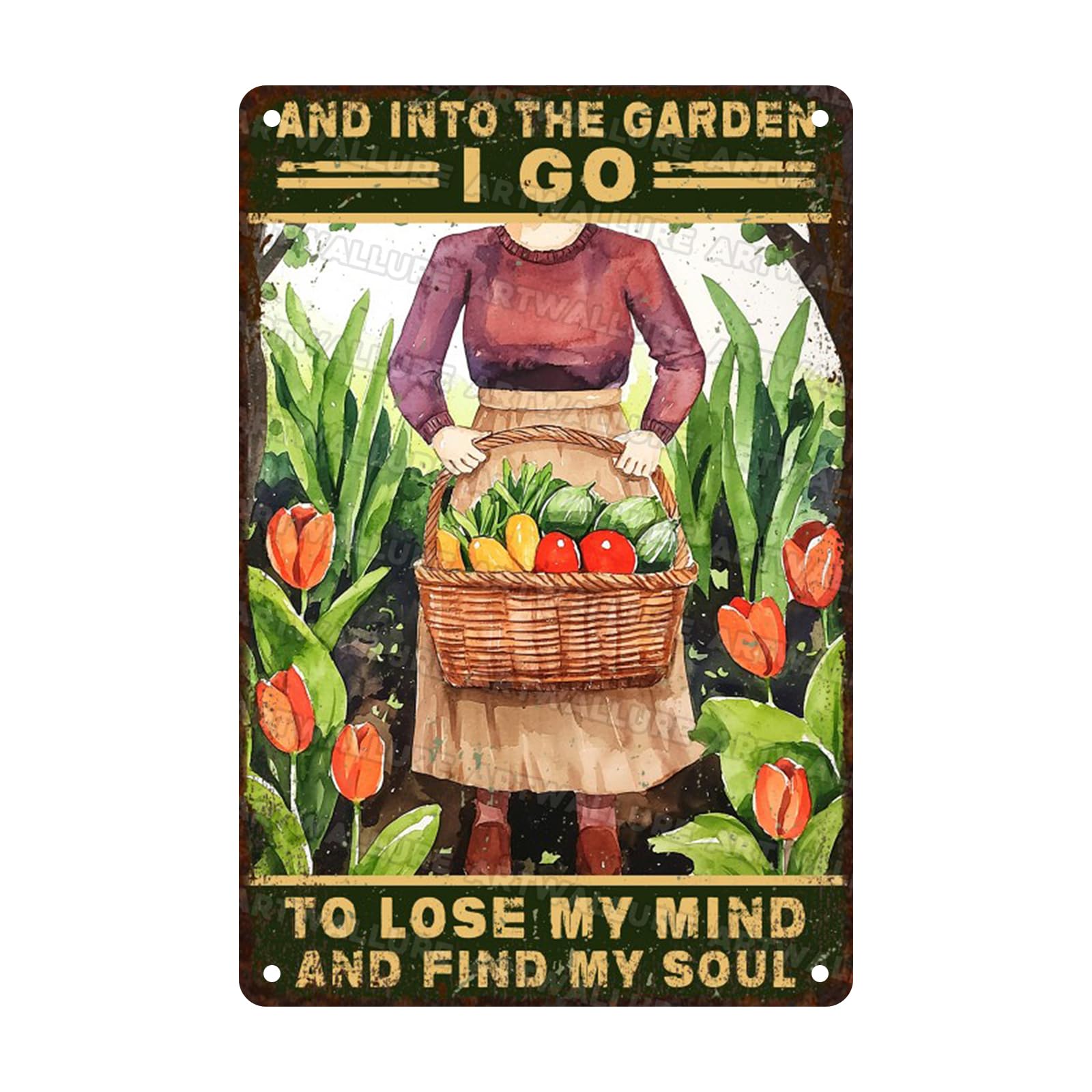 Metal Garden Sign And Into The Garden I Go Vintage Tin Sign for Outdoor Decor Yard Patio Farmhouse Garden 8x12 Inch