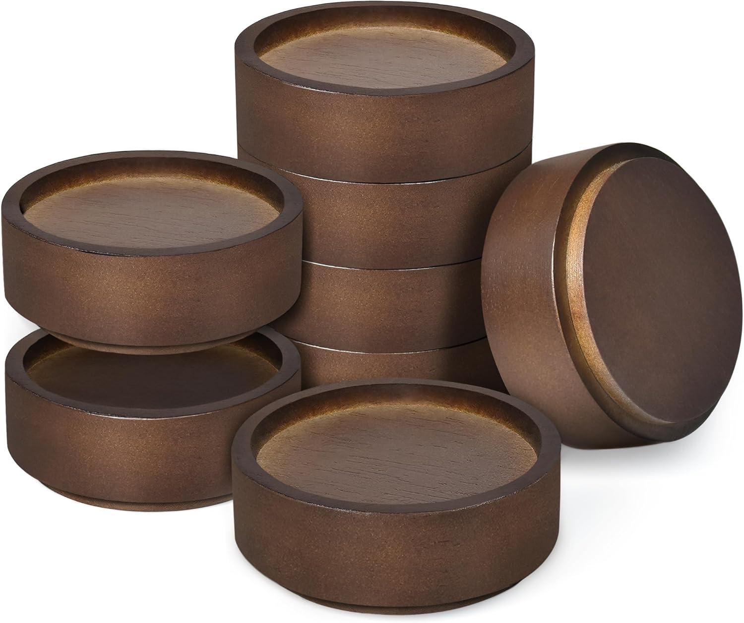 Sopicoz Wood Bed Risers, Heavy Duty Wood Blocks, 1 inch Stackable to 2 inch 3 inch 4 inch High, Furniture Risers for Couch Sofa Cabinet Ottoman End Table (8 pcs Round)