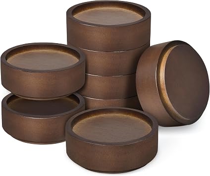 Wood Bed Risers, Heavy Duty Wood Blocks, 1 inch Stackable to 2 inch 3 inch 4 inch High, Furniture Risers for Couch Sofa Cabinet Ottoman End Table 8 pcs Round