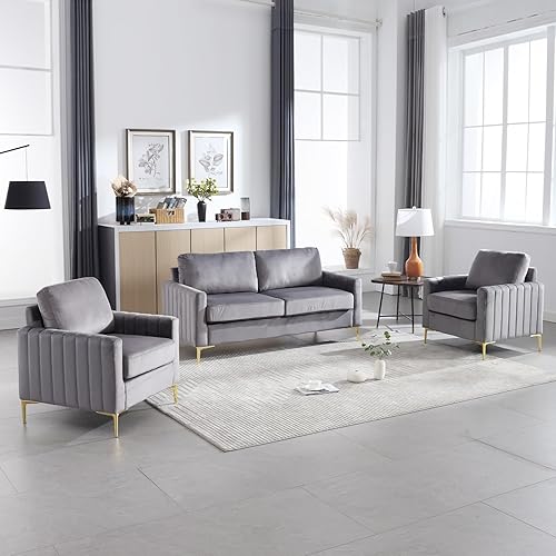 Miniatura 8 de SLEERWAY Silla decorativa de terciopelo copetudo, juego de muebles de sala de estar moderna y cómoda de mediados de siglo, para dormitorio, club,