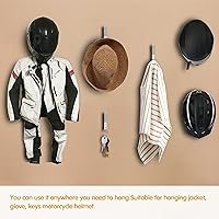 Vista 4 de Deloky 4 Pack Motorcycle Helmet Holder Hook -Jacket Bags Wall Mount Cloth Display Rack Hook with Mounting Screws (4pcs Hook+ 8pcs Screws)