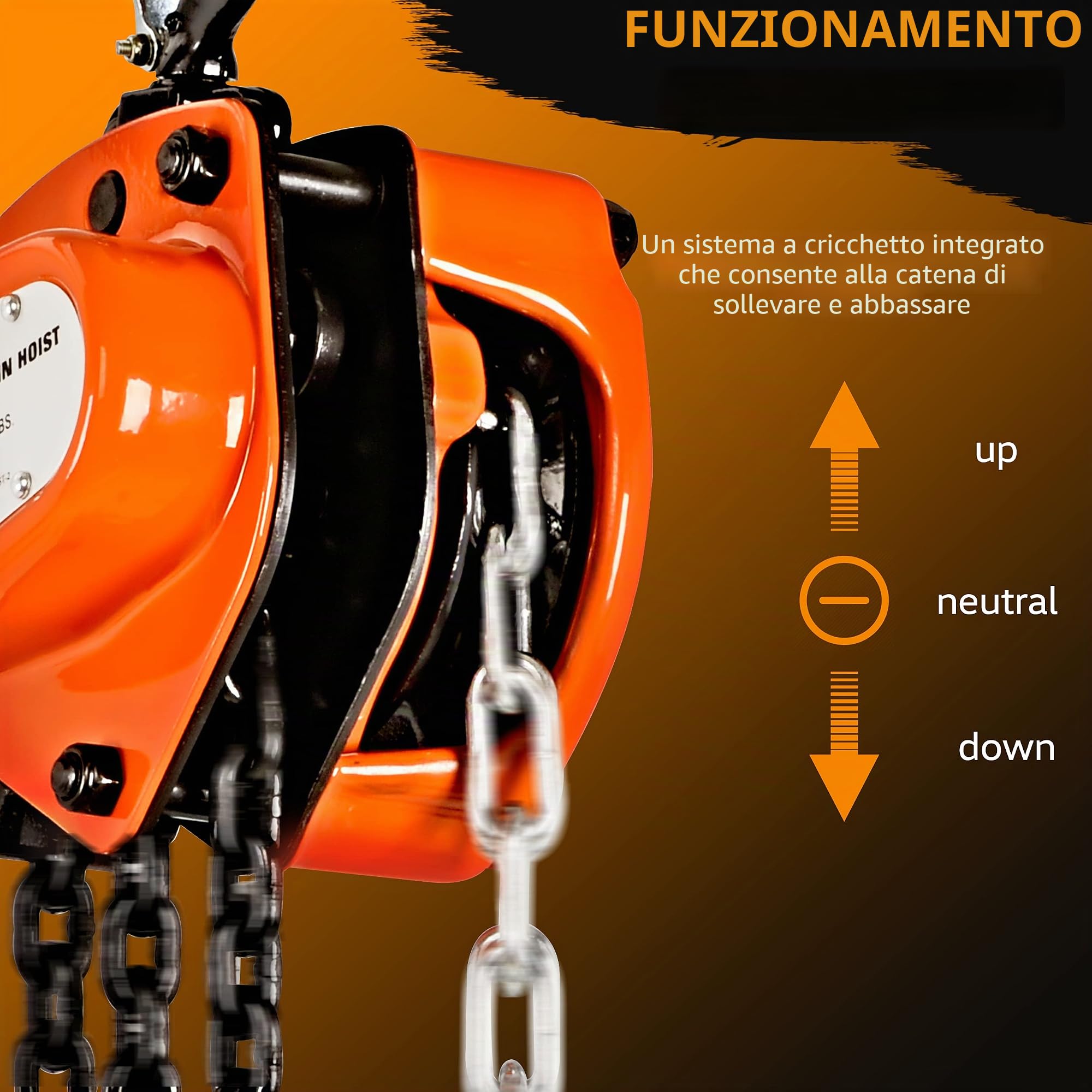SuperHandy Catena Manuale Block paranco Come Along 1 TON 2200LBS Capacità 10FT Ascensore Heavy Duty Ganci Commercial Grade in acciaio per sollevamento Tirare costruzione di edifici garage