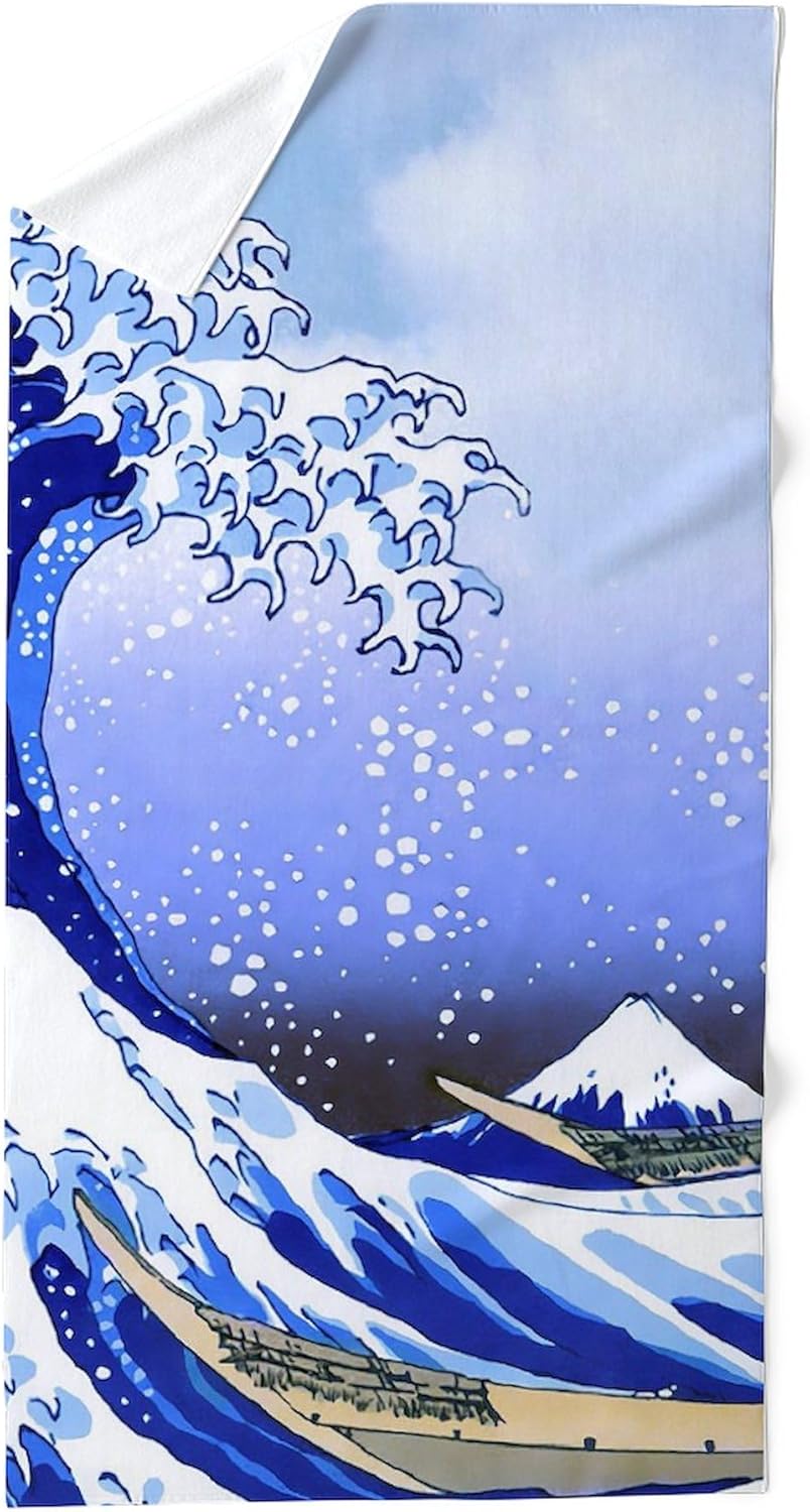 CafePress Surf's Up Hokusai Great Wave 30"x60" Absorbent Cotton Back, Soft Beach, Pool Towel