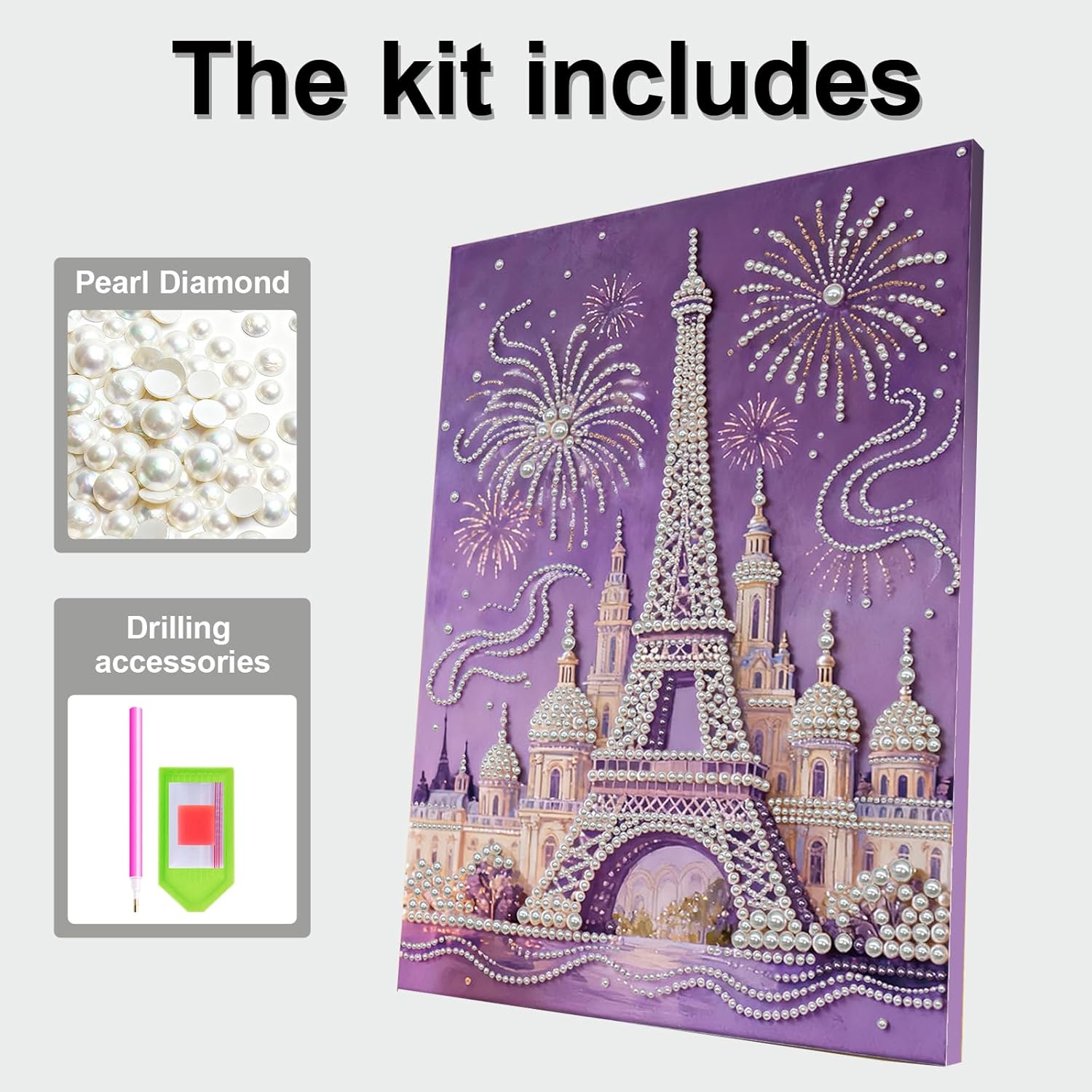 POETRYDRAW DIY Diamond Pearl Painting Kit for Adults Castle, Beginner Friendly Craft Kits with Frame 30x40cm, Home Decor Housewarming Gift, Diamond Dots Beads Canvas Art for Wall Decor
