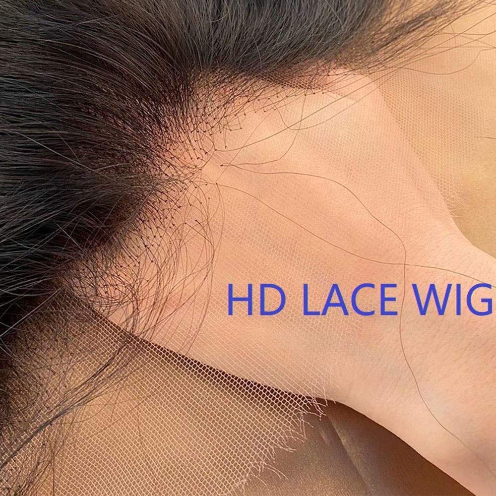 1B/#2 Ombre Color Body Wave 13X6 HD Invisible Lace Front Human Hair Wigs Pre Plucked Bleached Knots Ombre Highlight Color Brazilian Remy Long Wavy HD Lace Wigs 150 Density 20 Inch