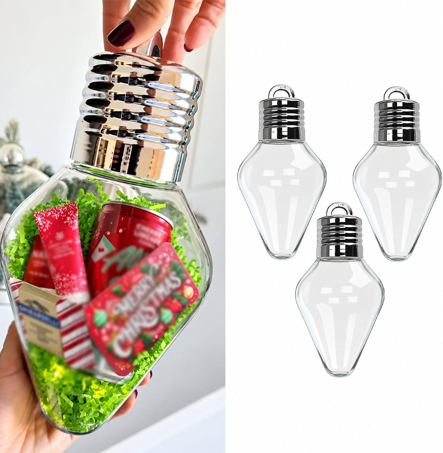 Amazon.com: Large Fillable Ornaments Christmas Bulb Gift Jar, Clear ...