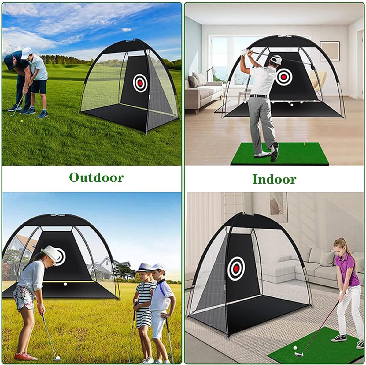 Golf Practice Net with Target, 10 * 6.5FT Indoor Outdoor Golf Training Aid, Portable Golf Hitting Net with 3 Objectives