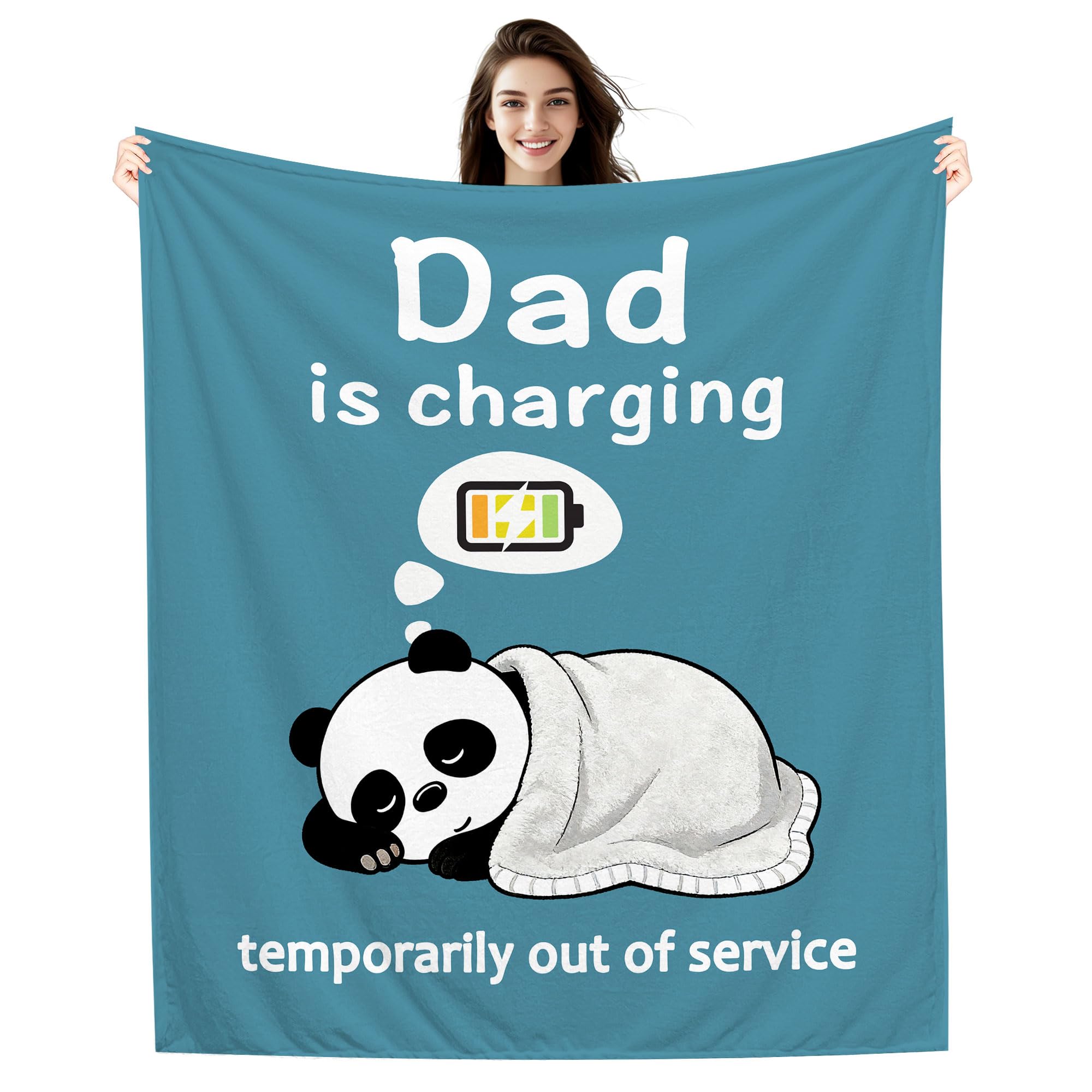 Amorea Funny Blanket Dad is Charging Temporarily out of Service Gift for Dad Father Daddy Birthday (dad-a)