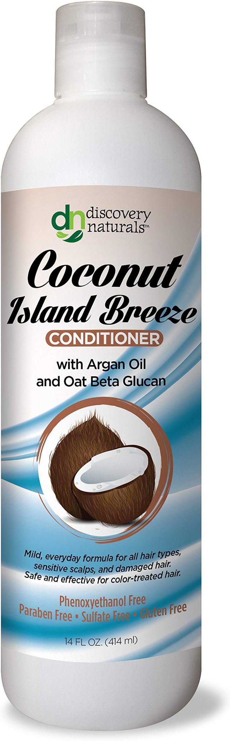 Discovery Naturals Coconut Island Breeze Conditioner - Chemical & Sulfate Free with Organic Ingredients 14 FL OZ (414 ml)