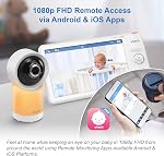 Moniteur vidéo pour bébé VTech 2 caméras 1080p Smart WiFi avec accès à distance, panoramique et inclinaison à 360 degrés, écran haute définition de 7” 720p, veilleuse, RM7766-2HD