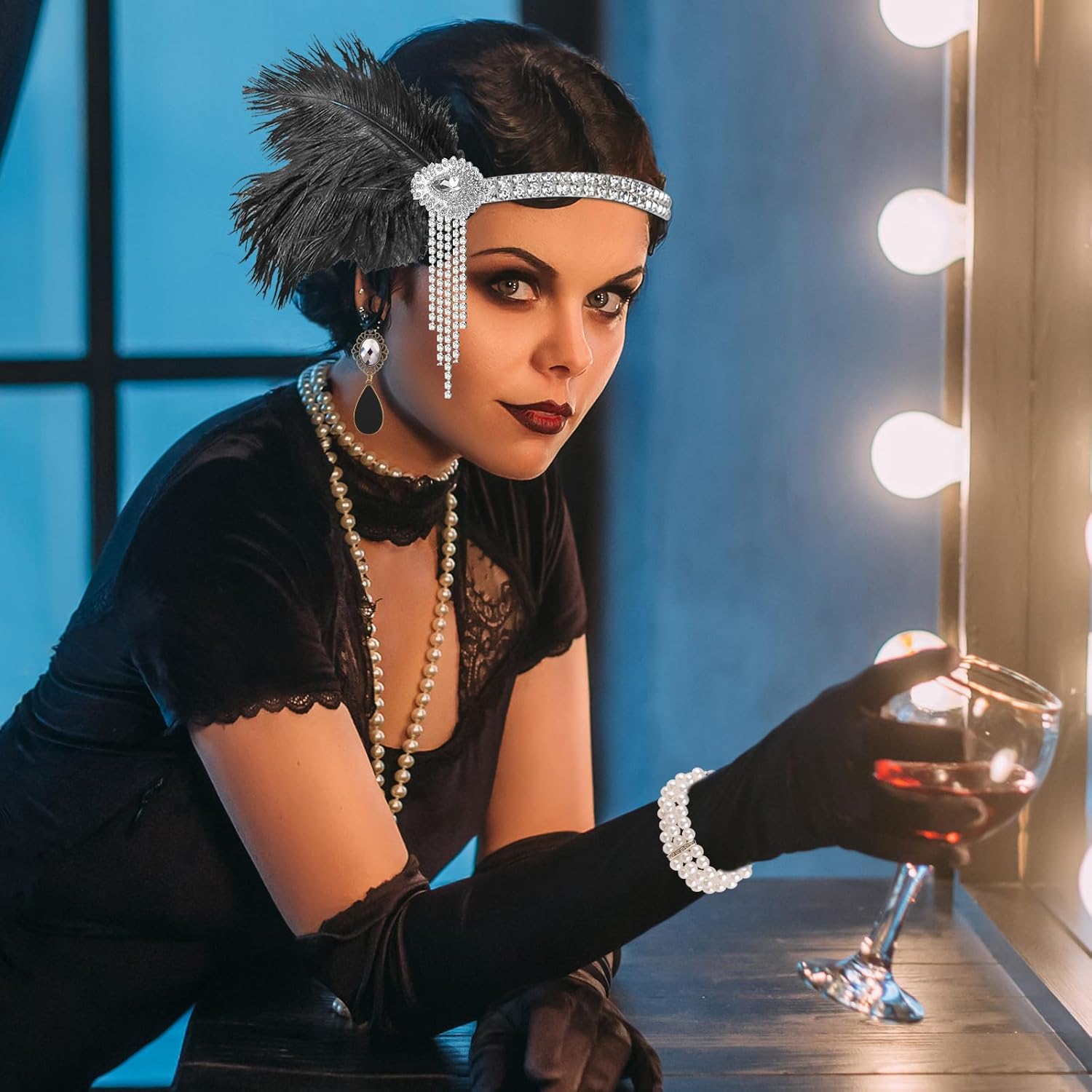 PLULON 1920s Flapper Great Gatsby Accessories Set Fashion Roaring 20's Theme Set - Image 6