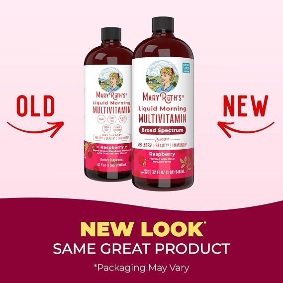 MARYRUTH'S Liquid Morning Multivitamin for Women, Men & Kids, 32 Servings | Vitamin A C D E B6 B12 Biotin Zinc, Beauty, Vegan, Non-GMO, Gluten Free