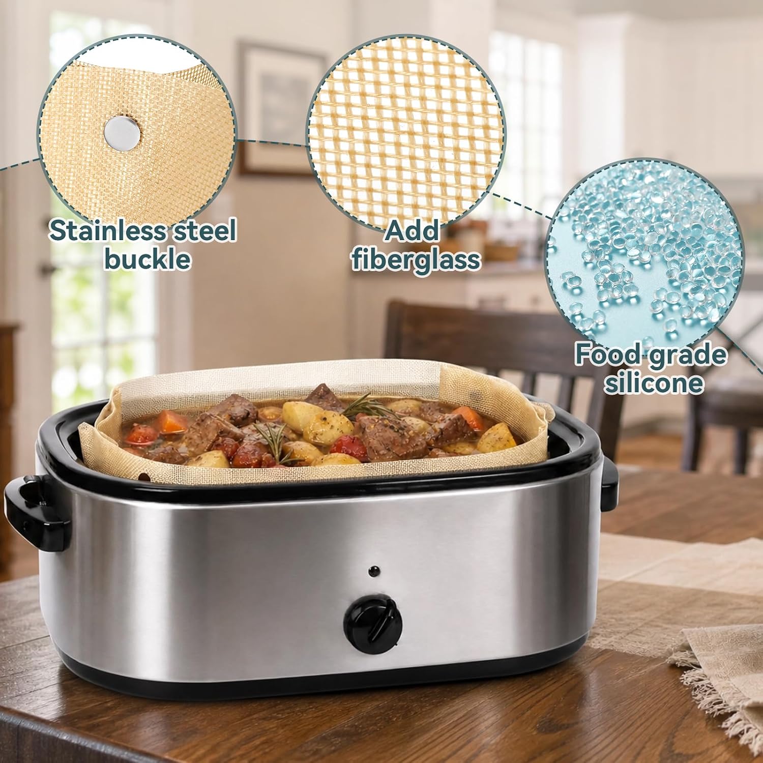 Silicone Electric Roaster Liners for 18-22 Quart Roaster Oven – Reusable Non-Stick Fiberglass Heat Resistant Cooking Liner, Easy Clean BPA-Free Roasting Pan Mat (1)