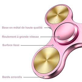 ATESSON Fidget Spinner Toy Ultra Durable Stainless Steel Bearing High Speed Precision Metal Material Hand Spinner Focus Anxiety Stress Relief Boredom Killing Time Toys Rose Gold