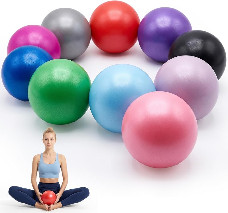 10pcs Pilates Ball 9Inch Workout Ball for Women Men Small Exercise Balls with Pump Mini Yoga Balls for Home Gym Fitness Physical Therapy Stability Stretching Workout Yoga Core Strength