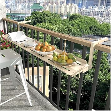 Foldable Veranda Hanging Table, Balcony Handrail Table, Hanging Table for Balcony Handrail, Bar Table for Balcony Handrail, Outdoor Hanging Rail Table for Deck, Serving Food, Flower Stand, Study C