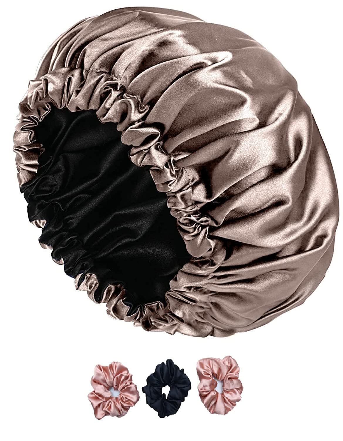 Simmi Luxry Satin Bonnet for Smooth Hair, Satin Silk Hair Bonnet with 3 Premium Scrunchies| Shower Cap Bonnet Sleep with A...