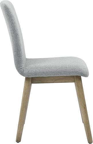 Miniatura 4 de Vida Side - Rubio bruñido, moderno de mediados de siglo, madera dura asiática resistente, diseño ergonómico, tela gris, deslizadores seguros para el