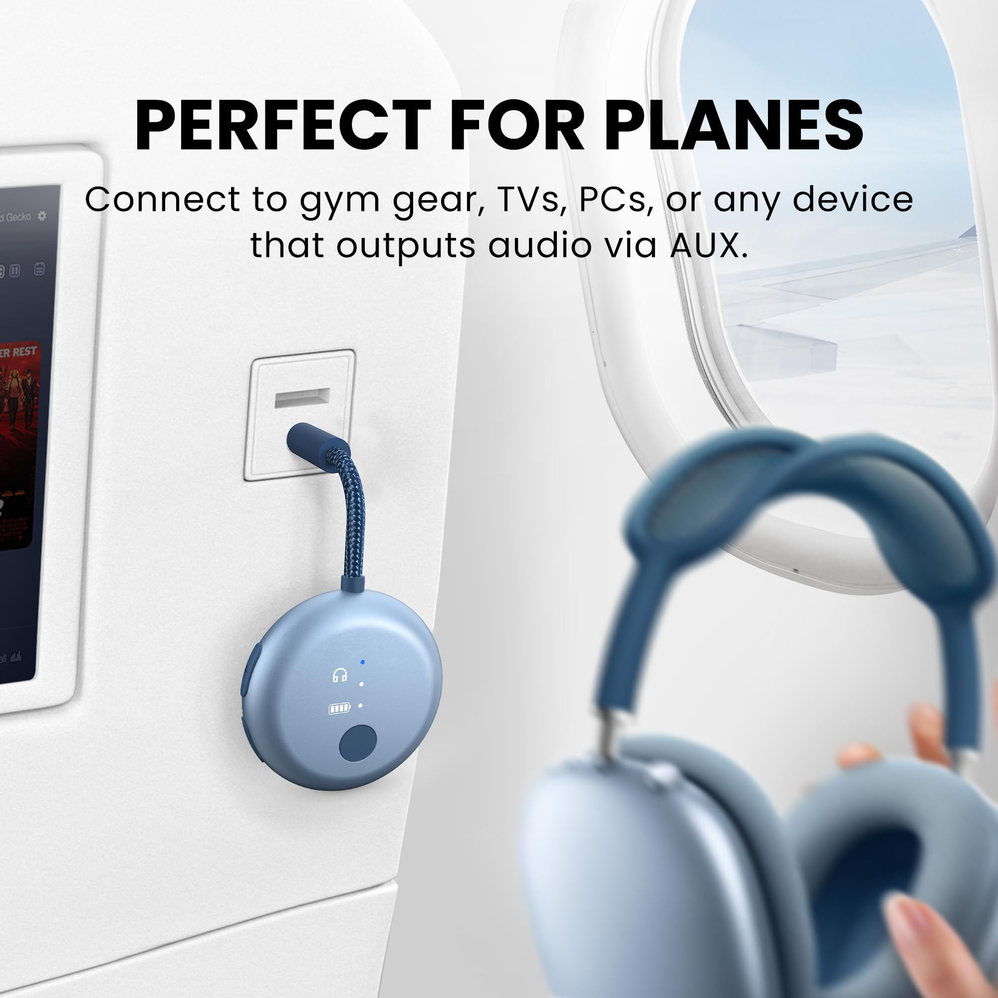 Avantree SoundJet R1 – 25-godzinna bezprzewodowa Bluetooth-adapter do wszystkich AirPods (Pro/Max) z Qualcomm & aptX Adaptive, bezprzewodowy transmiter audio do lotów, działa ze słuchawkami Bluetooth